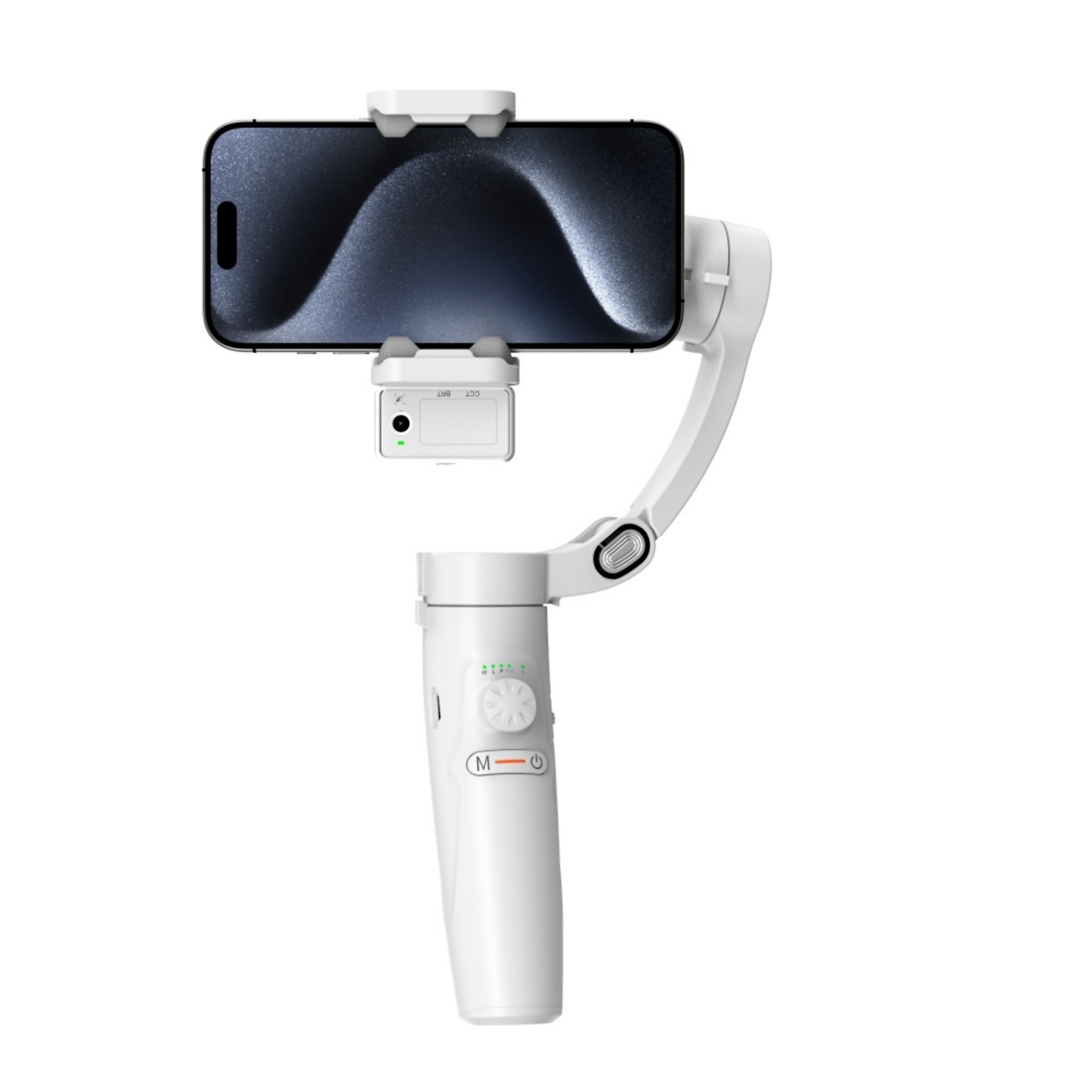BlackTeck 3-Axis Gimbal Mobile Stabilizer — Intelligent Tracking, Customizable Fill Lighting, Remote & Gesture Controls, White, Model# N2-CXM2P